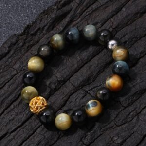 Titanium steel splicing fantasy tiger eye stone bracelet